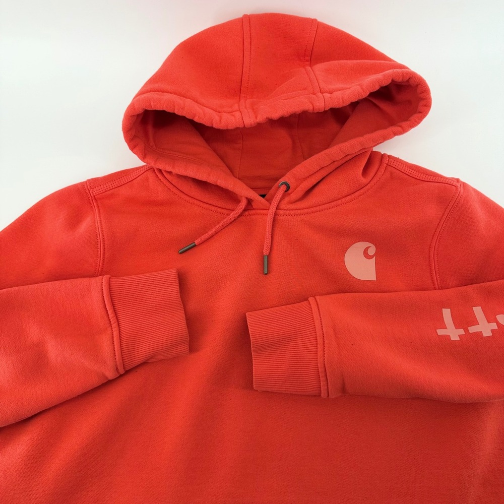 Carhartt Relaxed Fit Graphic Hoodie TS0288-W Coral Women Size‎ L 12-14